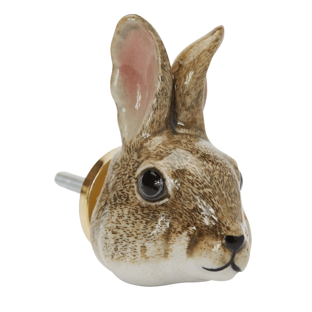 Lot De 2 Poignées En Forme De Lapin – Pour Armoires, Tiroirs Et Meubles – Rose Céramique Et Zinc