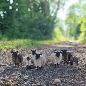 troupeau de moutons en bois de bouleau de Lovi cartes postales